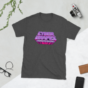 Purple icon illustration representing the Short-Sleeve Unisex T-Shirt | Cyber Grapes WordPress plugin from Cyber Grapes Grape Patch
