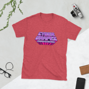 Purple icon illustration representing the Short-Sleeve Unisex T-Shirt | Cyber Grapes WordPress plugin from Cyber Grapes Grape Patch