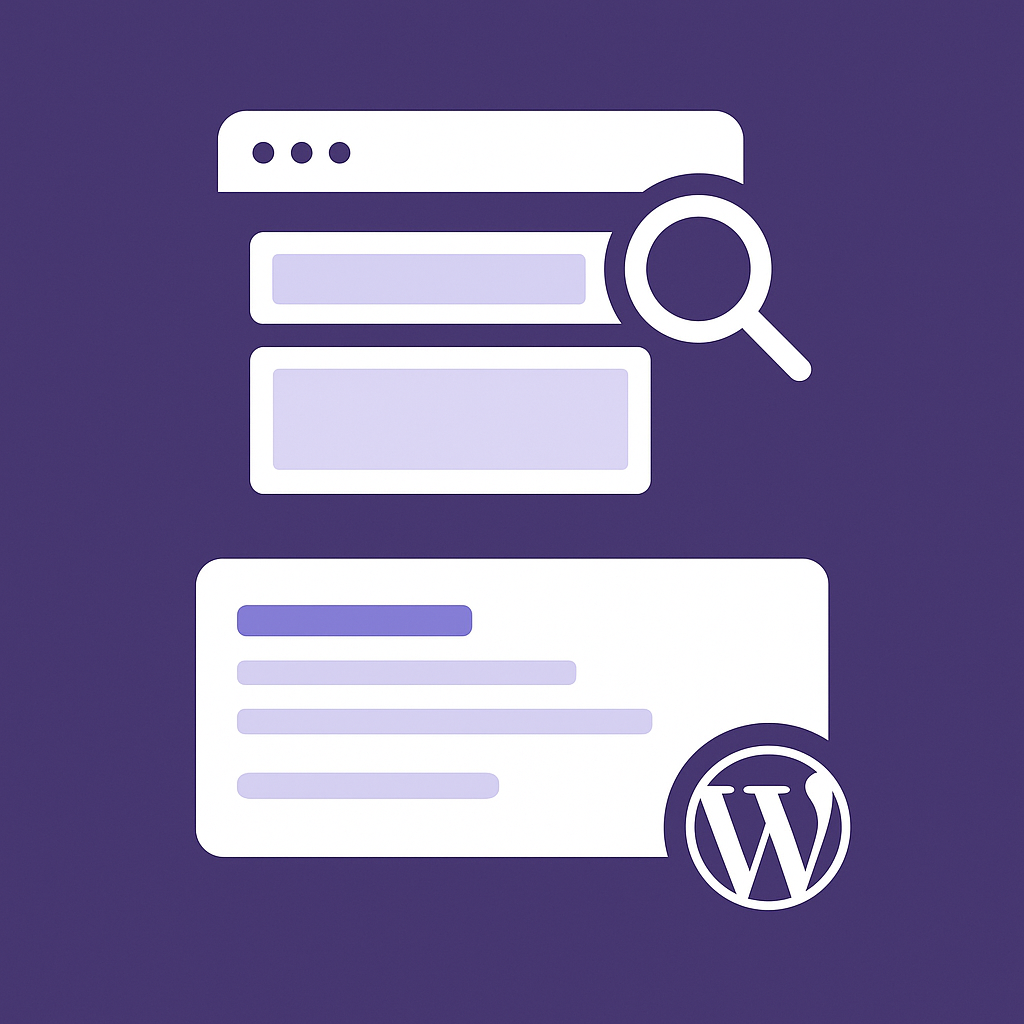 Purple icon illustration representing the Cyber Grapes SEO Fields WordPress plugin from Cyber Grapes Grape Patch