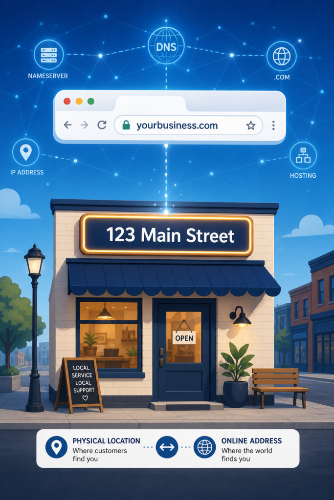Featured image for the Cyber Grapes blog post "What Is a Domain Name? A Beginner’s Guide for Business Owners"