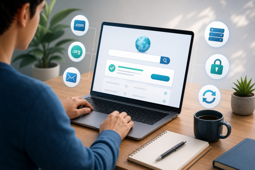 Featured image for the Cyber Grapes blog post "How to Register a Domain Name in 2026: A Beginner’s Step-by-Step Guide"