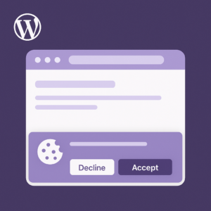 Purple icon illustration representing the Cyber Grapes Cookie Consent WordPress plugin from Cyber Grapes Grape Patch