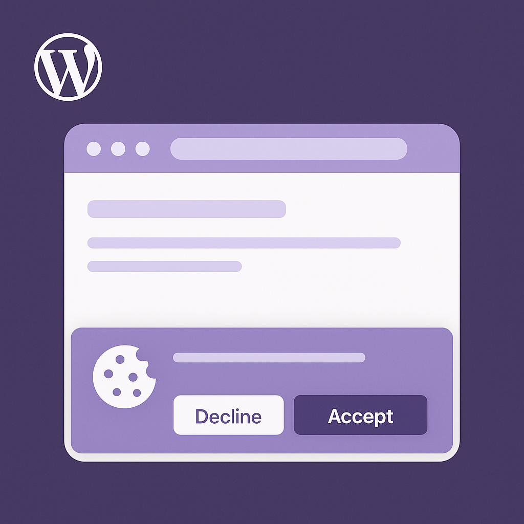 Purple icon illustration representing the Cyber Grapes Cookie Consent WordPress plugin from Cyber Grapes Grape Patch
